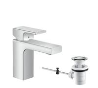 hansgrohe Vernis Shape mezclador monomando de lavabo 100 con desagüe automático, proyección de 110 mm, 71561, Color: cromado - 71561000