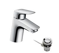 hansgrohe MyCube Grifo Monomando de Lavabo M con Vaciador Automático, Cromo, 71010000