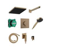 hansgrohe Pulsify E - conjunto de ducha empotrado, set completo (8 en 1) con termostato empotrado, set básico iBox universal 2, ducha fija, alcachofa de ducha y flexo 160cm, bronce cepillado, 24625140