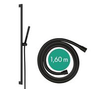 hansgrohe Pulsify S 24382670 - Juego de ducha con cabezal de ducha de ahorro de agua (EcoSmart, chorro PowderRain), manguera de ducha (1,60 m) y barra de ducha (0,90 m), color negro mate