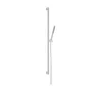 hansgrohe Pulsify S - conjunto de ducha con alcachofa de ducha ahorro de agua (EcoSmart+, PowderRain), flexo de ducha (1,60 m) y barra de ducha (0,90 m), blanco mate, 24383700