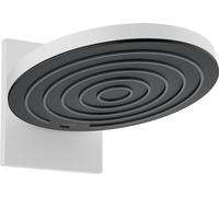 hansgrohe Pulsify S, rociador de ducha ahorro de agua 9 l/min (EcoSmart) con conexión a pared, ducha fija redondo, cabezal de ducha lluvia con 2 tipos de chorro, con sistema antical, blanco mate