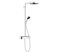 hansgrohe Pulsify S, sistema de ducha con termostato, ducha lluvia (260 mm) con grifo, ducha de mano (3 tipos de chorro), flexo, barra, ducha fija redondo (1 tipo de chorro), cromo