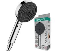 hansgrohe Pulsify Select S - ducha de mano, alcachofa de ducha con 3 tipos de chorro (versión Relaxation), cabezal de ducha redondo (⌀ 105 mm), con sistema antical, cromo, 24110000