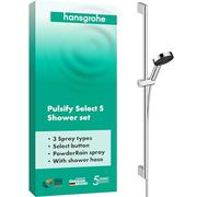 hansgrohe Pulsify Select S Set de ducha 105 3 tipos de chorro Relaxation con barra de ducha 90 cm, cromo, 24170000