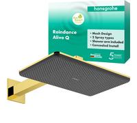 hansgrohe Raindance Alive Q ducha de techo 210/340 2jet EcoSmart, con brazo de ducha, 24551990, Color: Óptica Oro Pulido