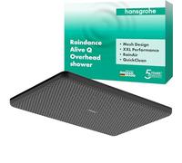 hansgrohe Raindance Alive Q - rociador de ducha, ducha fija (210 x 340 mm), cabezal de ducha lluvia con 1 tipo de chorro (PowderRain) para conexión pared y techo, negro mate, 24530670