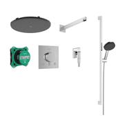 hansgrohe Raindance Alive S - conjunto de ducha empotrado, set completo (6 en 1) con termostato Ecostat Comfort E, iBox universal 2, ducha fija, alcachofa de ducha y flexo 160 cm, cromo, 24622000