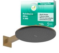 hansgrohe Raindance Alive S ducha de techo 300 2jet EcoSmart con brazo de ducha, 24541140, Color: Bronce cepillado