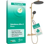 hansgrohe Raindance Alive S PURO sistema de ducha 300 1jet EcoSmart con elemento Ecostat, 24593140, Color: Bronce cepillado