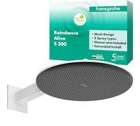 hansgrohe Raindance Alive S - rociador de ducha ahorro de agua (EcoSmart) con brazo de ducha, ducha fija, cabezal de ducha lluvia con 2 tipos de chorro para conexión pared, blanco mate, 24541700
