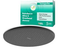 hansgrohe Raindance Alive S - rociador de ducha max. 6 l/min (EcoSmart+), ducha fija redondo (300 mm), cabezal de ducha lluvia para conexión pared y techo, blanco mate, 24523700