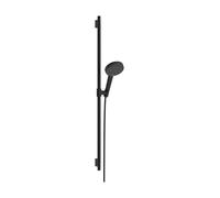 hansgrohe Raindance Alive Select+ S Conjunto de ducha 125 3jet EcoSmart con barra de ducha Unica S PURO 90 cm, 24603670, Color: negro mate