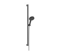 hansgrohe Raindance Alive Select S Conjunto de ducha 125 EcoSmart de 3 rociadores con barra de ducha Unica E PURO de 90 cm y soporte de ducha Easy Slide, 24601340, Color: Cromo negro cepillado