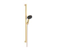 hansgrohe Raindance Alive Select S Conjunto de ducha 125 EcoSmart de 3 rociadores con barra de ducha Unica E PURO de 90 cm y soporte de ducha Easy Slide, 24601990, Color: Óptica Oro Pulido