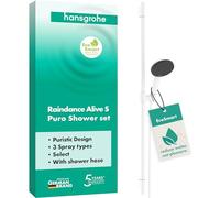 hansgrohe Raindance Alive Select+ S Conjunto de ducha 125 3jet EcoSmart con barra de ducha Unica S PURO 90 cm, 24603700, Color: Blanco mate
