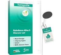 hansgrohe Raindance Alive Select S - conjunto de ducha con alcachofa de ducha ahorro de agua (EcoSmart, 3 tipos de chorro), flexo de ducha (1,60 m) y barra de ducha (0,65 m), blanco mate, 24600700