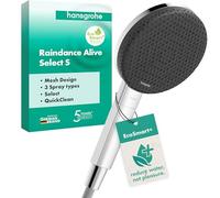 hansgrohe Raindance Alive Select S - ducha de mano ahorro de agua 5,7 l/min (EcoSmart+), alcachofa de ducha con 3 tipos de chorro, cabezal de ducha (125 mm), con sistema antical, cromo, 24512000