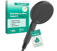 hansgrohe Raindance Alive Select S - ducha de mano ahorro de agua 7,1 l/min (EcoSmart), alcachofa de ducha con 3 tipos de chorro, cabezal de ducha, con sistema antical, cromo negro cepillado, 24511340