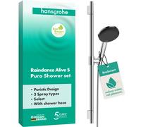 hansgrohe Raindance Alive Select+ S set de ducha 125, 3jet EcoSmart con barra de ducha Unica S Puro 65cm, 24602000, Color: cromado