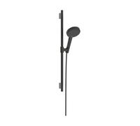 hansgrohe Raindance Alive Select+ S set de ducha 125, 3jet EcoSmart con barra de ducha Unica S PURO 65cm, 24602340, Color: Cromo negro cepillado