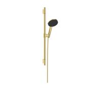 hansgrohe Raindance Alive Select S set de ducha 125, EcoSmart de 3 chorros con barra de ducha Unica S PURO 65cm, 24602990, Color: Óptica Oro Pulido