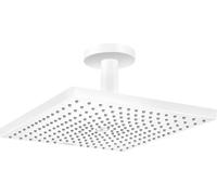 hansgrohe Raindance E - rociador de ducha max. 8 l/min (EcoSmart) con conexión a techo, ducha fija rectangular (300 x 300 mm), cabezal de ducha lluvia para conexión techo, blanco mate, 26251700