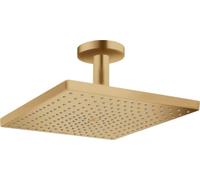 hansgrohe Raindance E - rociador de ducha max. 8 l/min (EcoSmart) con conexión a techo, ducha fija rectangular (300 x 300 mm), cabezal de ducha lluvia para conexión techo, bronce cepillado, 26251140