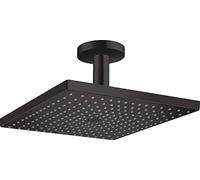 hansgrohe Raindance E - rociador de ducha max. 8 l/min (EcoSmart) con conexión a techo, ducha fija rectangular (300 x 300 mm), cabezal de ducha lluvia para conexión techo, negro mate, 26251670