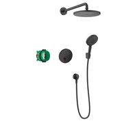hansgrohe Raindance S 240 - Set de ducha (7 en 1, sistema de ducha con alcachofa, termostato, alcachofa de ducha, manguera de ducha, cuerpo base y soportes), color negro mate