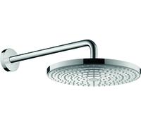 hansgrohe Raindance Select S 300 Ducha de techo de 2 chorros con brazo de ducha 390 mm, 27378000, Color: cromado