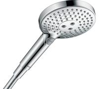 hansgrohe Raindance Select S - ducha de mano ahorro de agua 8 l/min (EcoSmart), alcachofa de ducha con 3 tipos de chorro, cabezal de ducha (120 mm), con sistema antical, cromo, 26515000
