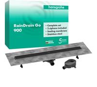 hansgrohe RainDrain Go kit completo canal de ducha 900, antirretorno, para instalación estándar/plana, 56274670, Color: negro mate