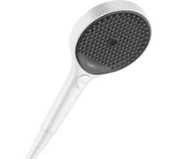 hansgrohe Rainfinity - ducha de mano max. 6 l/min (EcoSmart+), alcachofa de ducha con 3 tipos de chorro, cabezal de ducha redondo, con sistema antical, blanco mate, 26862700