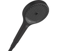 hansgrohe Rainfinity - ducha de mano max. 6 l/min (EcoSmart+), alcachofa de ducha con 3 tipos de chorro (PowderRain), cabezal de ducha redondo, con sistema antical, negro mate, 26862670