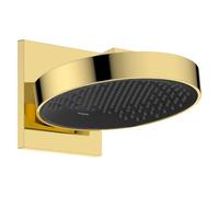 hansgrohe Rainfinity - rociador de ducha con brazo de ducha, ducha fija redondo (250 mm), cabezal de ducha lluvia con 1 tipo de chorro para conexión pared, color oro pulido, 26226990