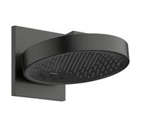 hansgrohe Rainfinity - rociador de ducha con brazo de ducha, ducha fija redondo (250 mm), cabezal de ducha lluvia con 3 tipos de chorro para conexión pared, cromo negro cepillado, 26232340