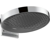 hansgrohe Rainfinity - rociador de ducha con conexión a pared, ducha fija redonda (⌀ 360 mm), cabezal de ducha lluvia para conexión pared y techo, con sistema antical, cromo, 26230000