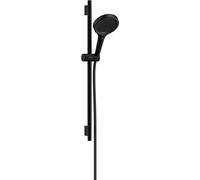 hansgrohe Rainfinity set de ducha 130, EcoSmart, 3jet, S PURO barra de ducha 650mm, 28746670, Color: negro mate