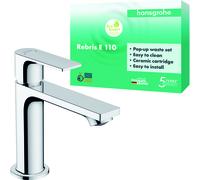hansgrohe Rebris E mezclador monomando de lavabo 110 con desag&uumle automÃ¡tico, proyecciÃ³n de 133 mm, 72557, Color: cromado - 72557000