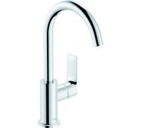hansgrohe Rebris E mezclador monomando de lavabo 210 con caño giratorio y desagüe automático, proyección de 154 mm, 72576000, Color: cromado
