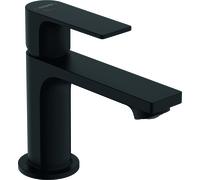 hansgrohe Rebris E mezclador monomando de lavabo 80 CoolStart water-saving+ con juego de desagüe, proyección 121 mm, 72587670, Color: Negro Mate