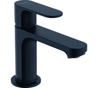hansgrohe Rebris S grifo de columna 80 con maneta, conexión de agua fría, sin juego de desagüe, proyección 121 mm, 72503670, Color: Negro Mate