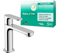 hansgrohe Rebris S mezclador monomando de lavabo 110 con desag&uumle automÃ¡tico, 133 mm de proyecciÃ³n, 72517, Color: cromado - 72517000