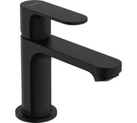 hansgrohe Rebris S mezclador monomando de lavabo 80 CoolStart, con juego de desagüe, proyección 121 mm, 72584670, Color: negro mate