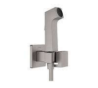 hansgrohe set de bidé E, ducha de bidet con 1 tipo de chorro ahorro de agua (EcoSmart), incl. llave de paso, soporte de ducha y flexo de ducha 1,25 m, para agua fría, cromo negro cepillado