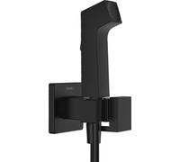 hansgrohe Bidette ducha de mano 1jet E EcoSmart para agua caliente, con soporte y flexo de ducha, 29233670, Color: negro mate