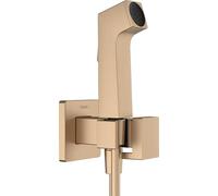 hansgrohe set de bidé E, ducha de bidet con 1 tipo de chorro ahorro de agua (EcoSmart), incl. llave de paso, soporte de ducha y flexo de ducha 1,25 m, para agua caliente, bronce cepillado