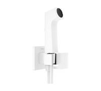 hansgrohe set de bidé E, ducha de bidet con 1 tipo de chorro ahorro de agua (EcoSmart), incl. llave de paso, soporte de ducha y flexo de ducha 1,25 m, para agua fría, blanco mate