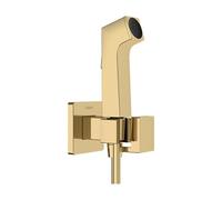 hansgrohe set de bidé E, ducha de bidet con 1 tipo de chorro ahorro de agua (EcoSmart), incl. llave de paso, soporte de ducha y flexo de ducha 1,25 m, para agua fría, color oro pulido